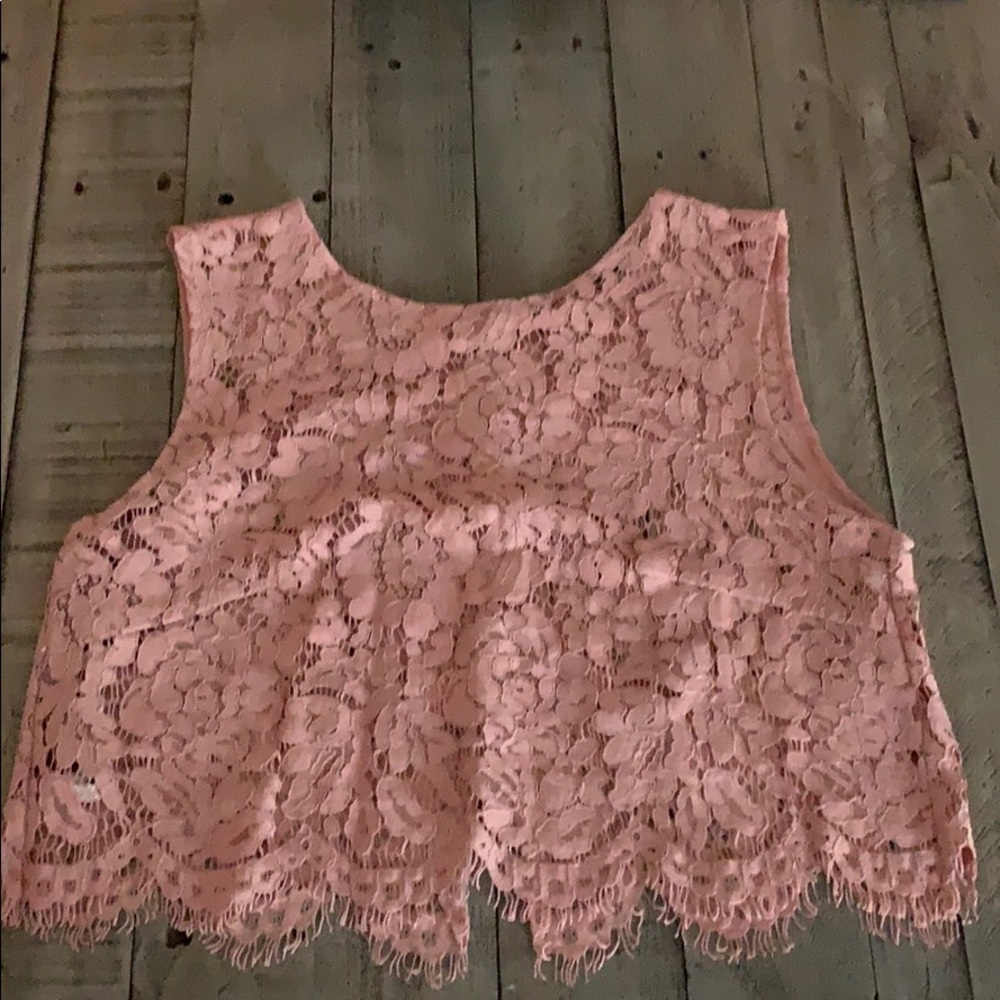 BHLDN Lace Semi Cropped Top